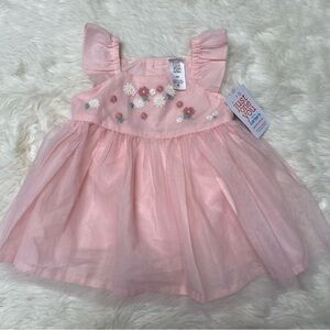🆕 Carter's Pink Baby Dress with Floral Embroidery 3-6M Easter Wedding Spring